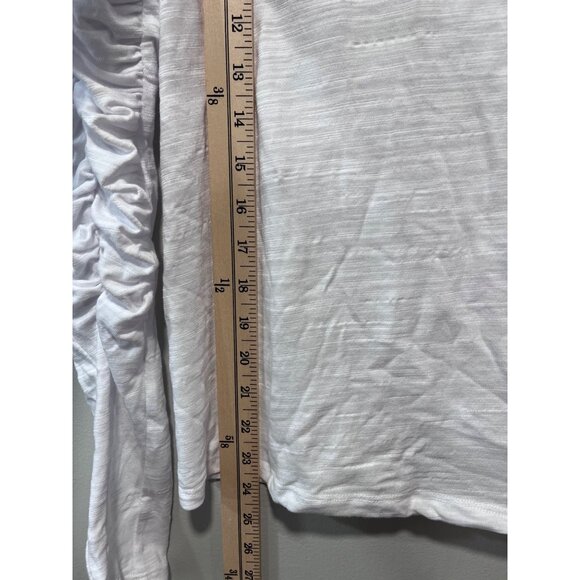 We The Free Women’s White Ruched Sleeve Long Sleeve Top XS - Picture 3 of 11